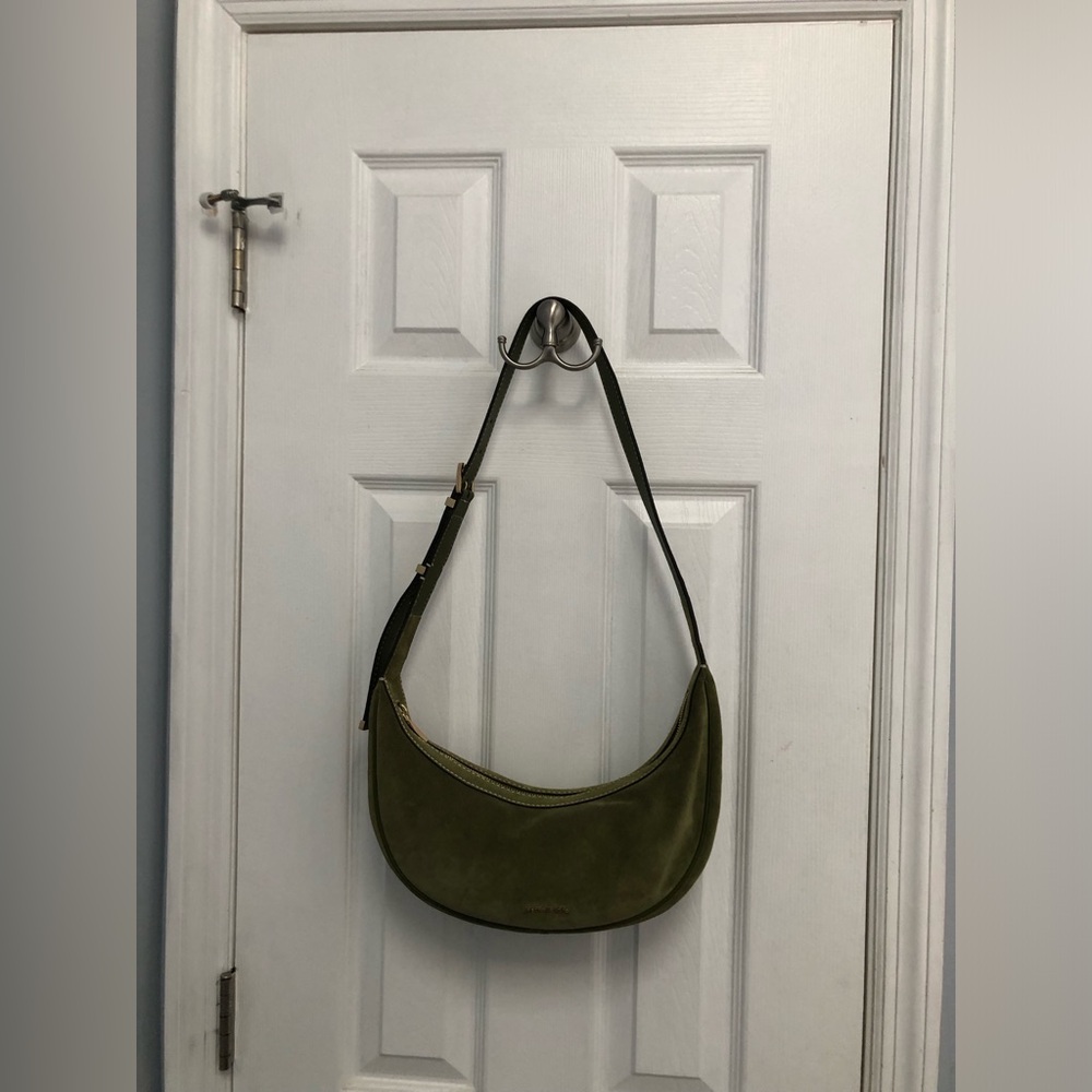 Michael Kors Avra Suede Sling Olive Green Crossbody Shoulder Bag
